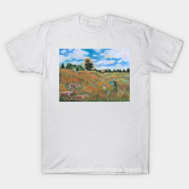 Beautiful Poppies and Lions, Oh My! T-Shirt by LouiseSullivanArt